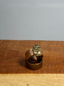Leopard Stone Copper Plated Ring Sz 6