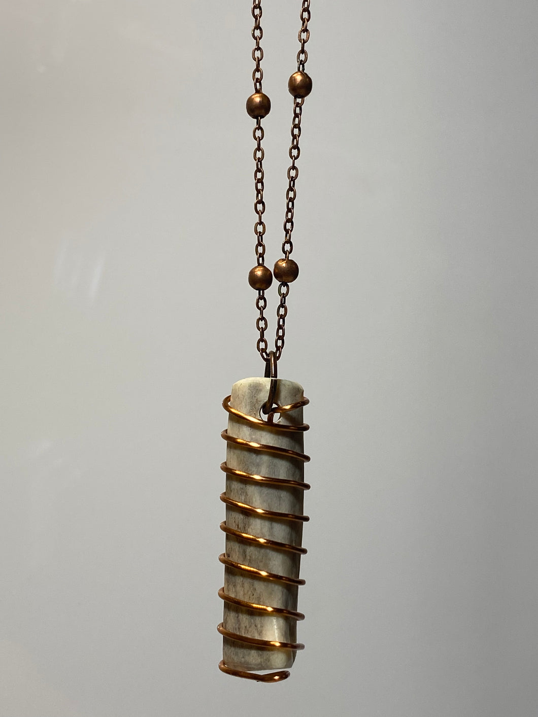 Copper-wrapped Deer Horn Necklace