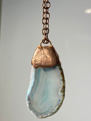 Copper plated Baby Blue Agate Necklace