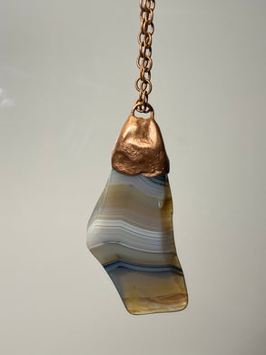 Copper-plated Striped Agate Necklace