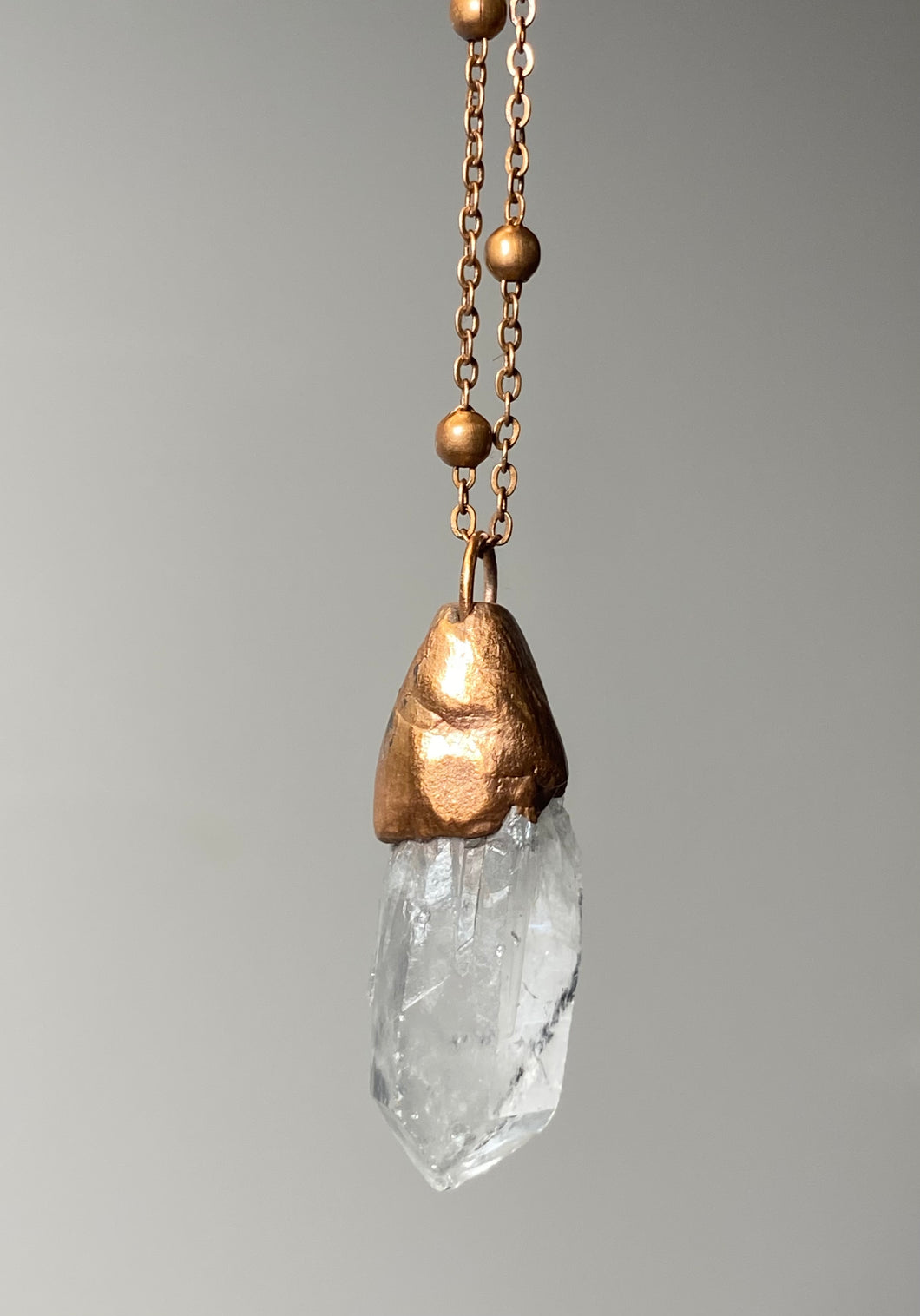 Copper-plated Crystal Pendant Necklace
