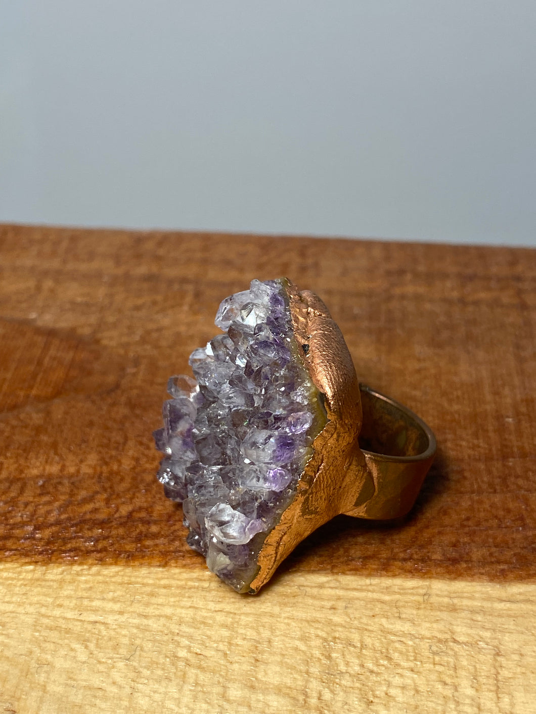 Amethyst Copper Plated Ring Sz 6.5