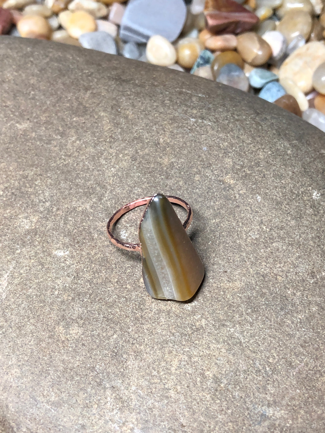 Agate Stone on Copper Band
