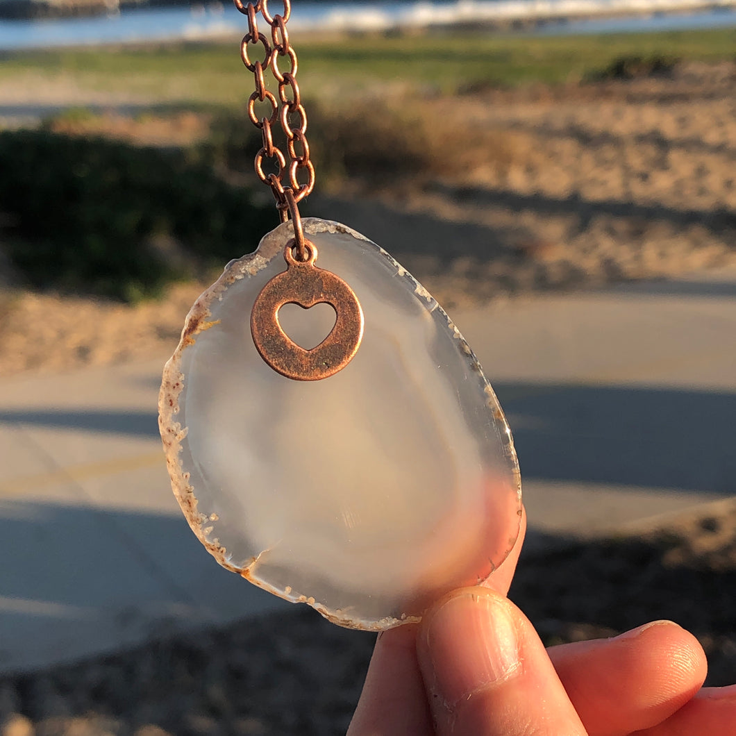 Agate with Charm / Copper Necklace